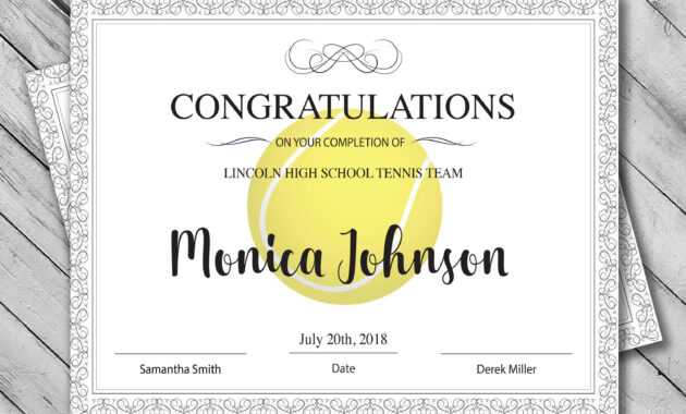 Editable Tennis Certificate Template - Printable Certificate intended for Tennis Certificate Template Free