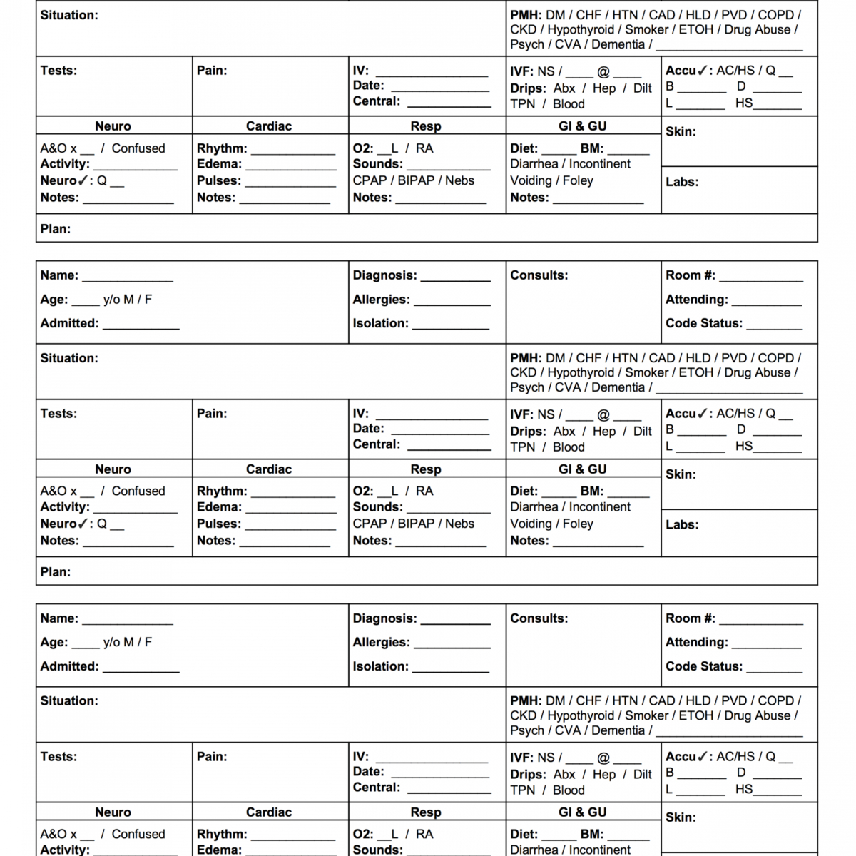 Editable This Free Mini Sbar Nursing Report Sheet Is A With Med Surg Report Sheet Templates