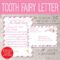Editable Tooth Fairy Letter With Envelope | Printable Pink Throughout Tooth Fairy Certificate Template Free