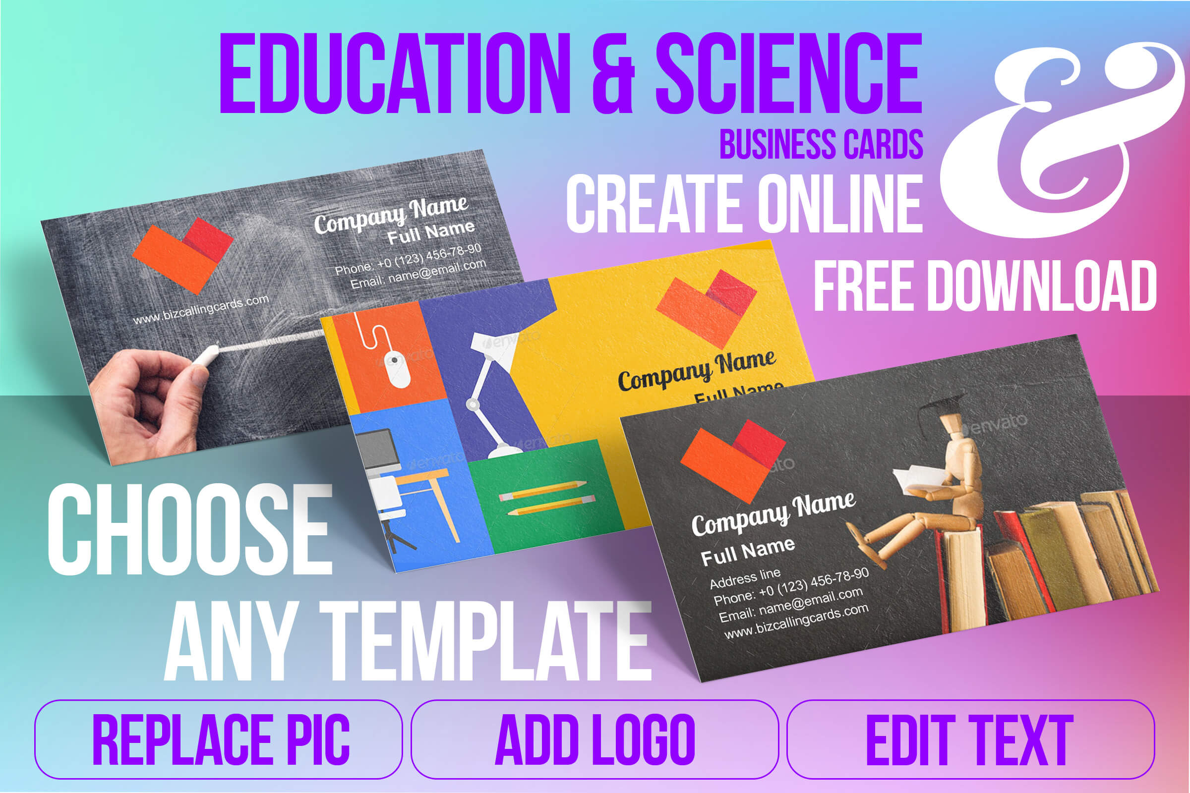 Education & Science Business Card Samples For Create Custom Pertaining To Business Cards For Teachers Templates Free