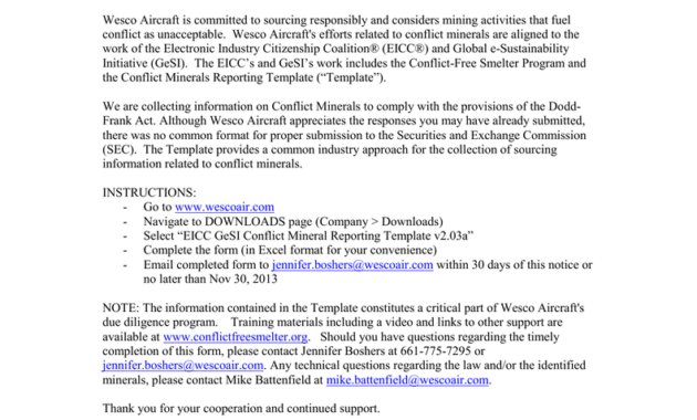 Eicc Gesi Conflict Mineral Reporting Notice Oct 2013 pertaining to Eicc Conflict Minerals Reporting Template