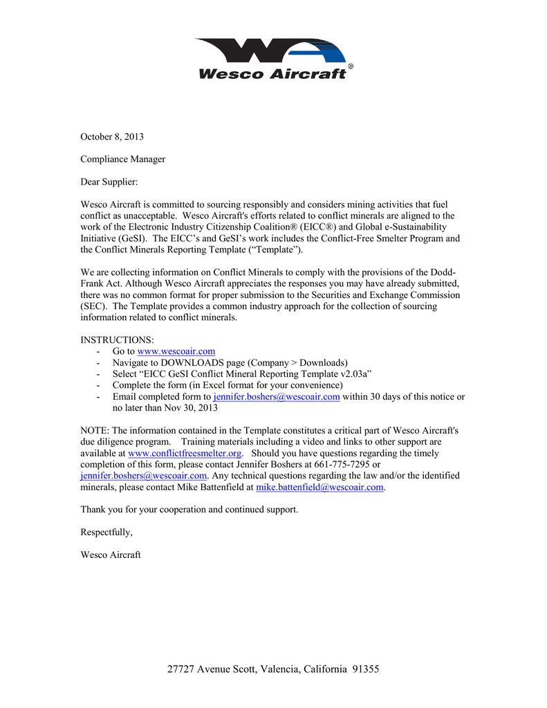 Eicc Gesi Conflict Mineral Reporting Notice Oct 2013 Pertaining To Eicc Conflict Minerals Reporting Template