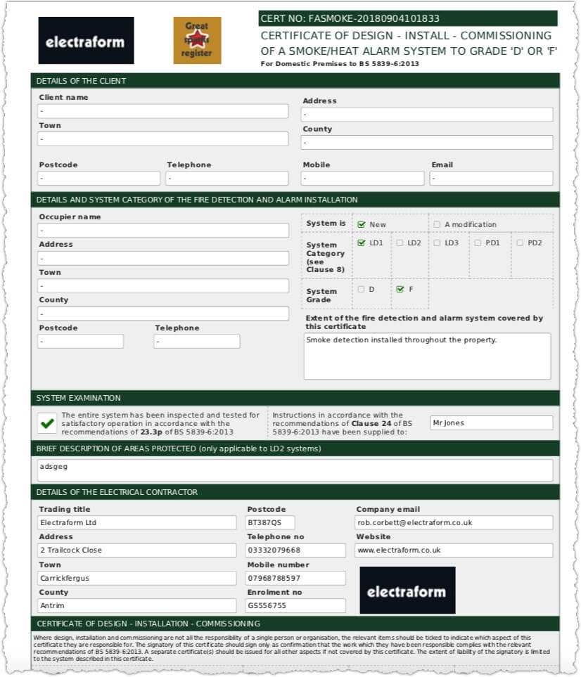 Electraform | Certificates Regarding Electrical Isolation Certificate Template