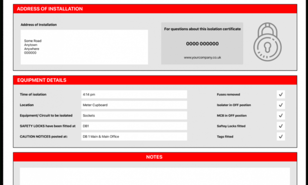 Electrical Isolation Certificate | Send Unlimited inside Electrical Isolation Certificate Template