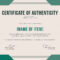 Elegant Certificate Of Authenticity Template Inside Certificate Of Authenticity Template