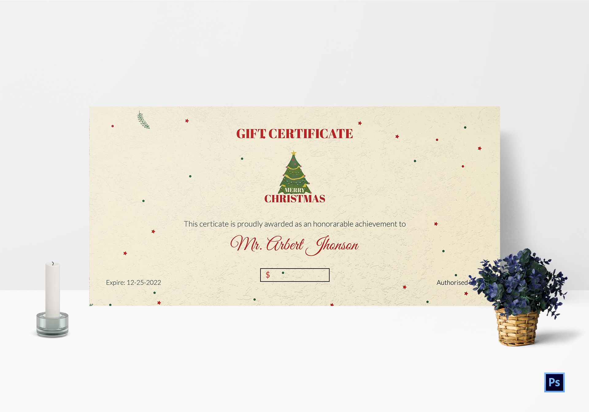 Elegant Christmas Gift Certificate Template With Regard To Elegant Gift Certificate Template