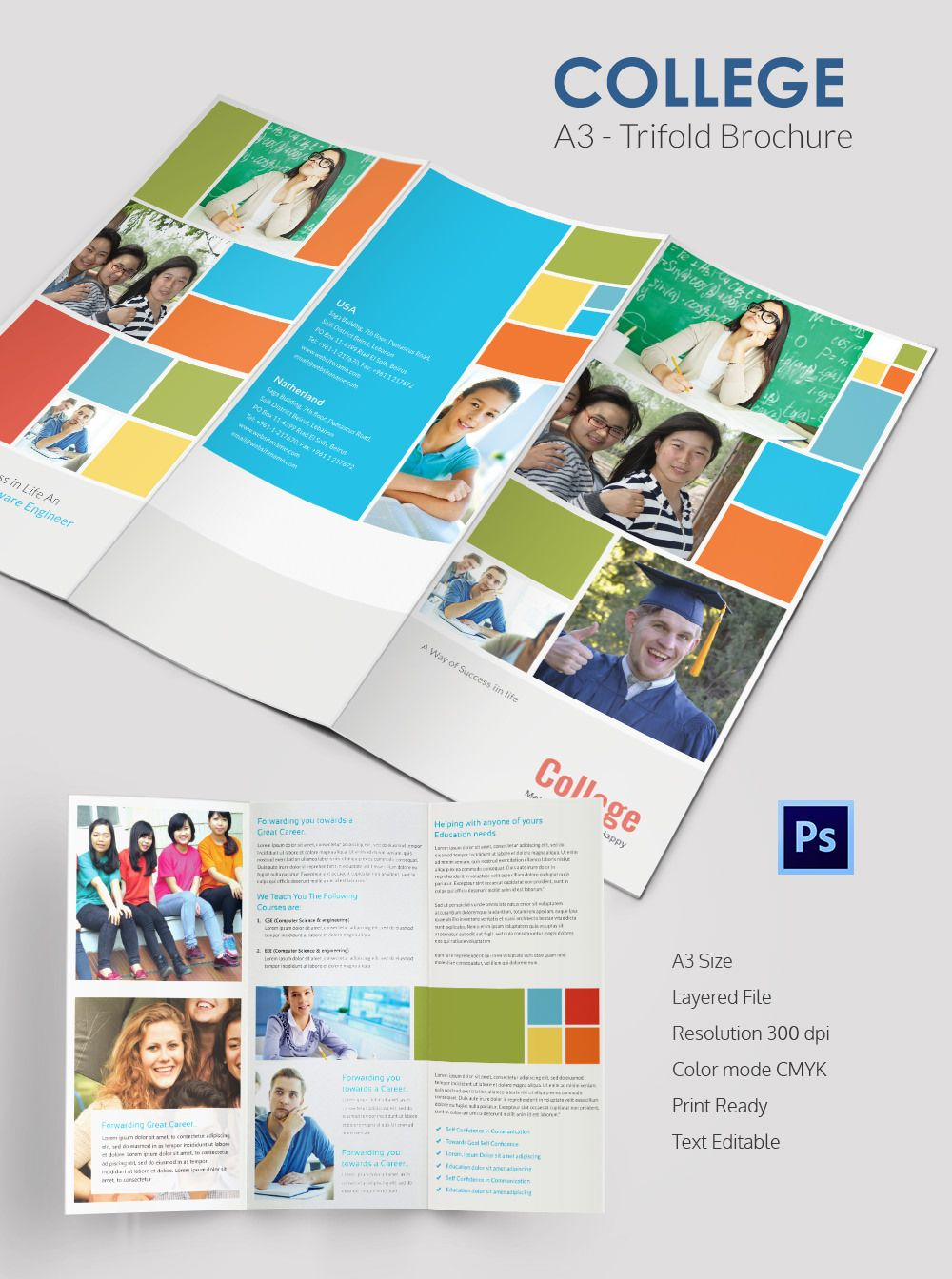 Elegant College Tri Fold Brochure Template | College With Regard To Tri Fold School Brochure Template