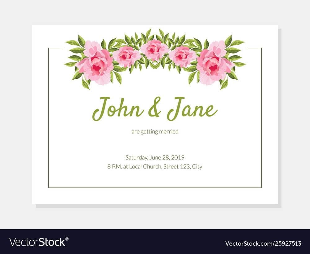 Elegant Flowers Frame Wedding Invitation Card Regarding Church Wedding Invitation Card Template