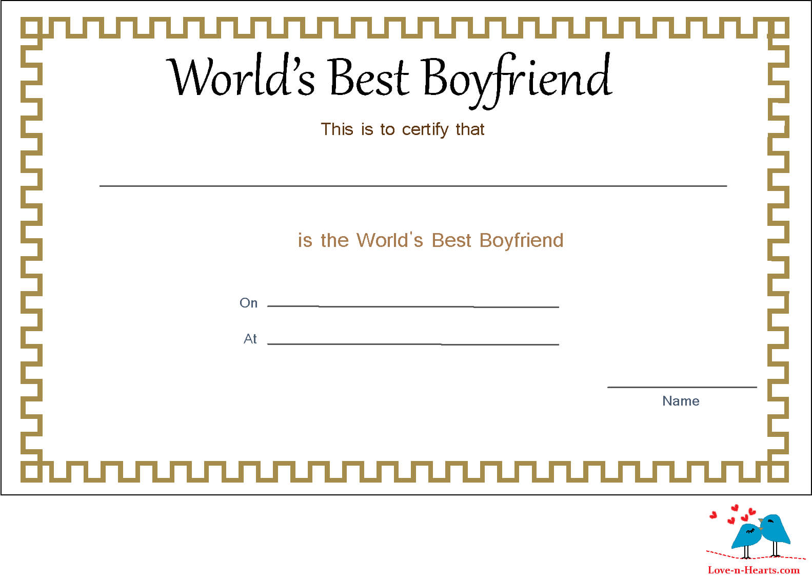 Elegant World's Best Boyfriend Certificate | Best Boyfriend Regarding Love Certificate Templates