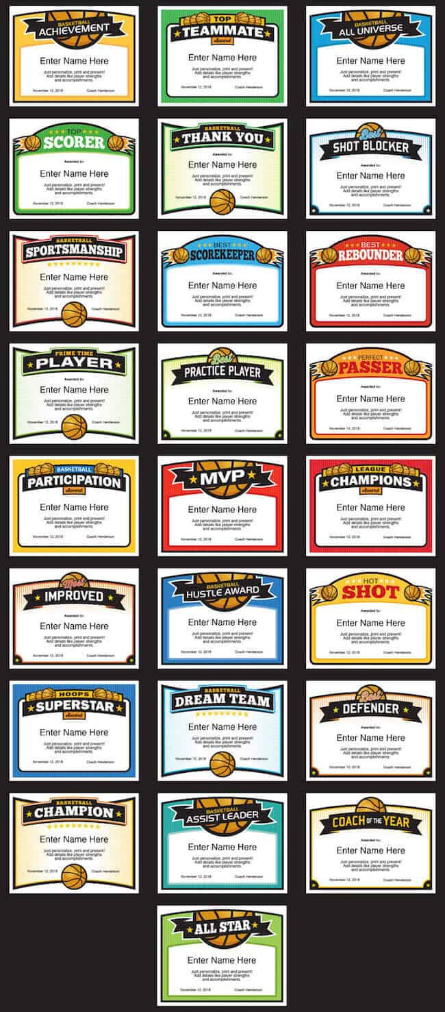 Elite Basketball Award Certificate Templates, Boys And Girls Regarding Sports Award Certificate Template Word