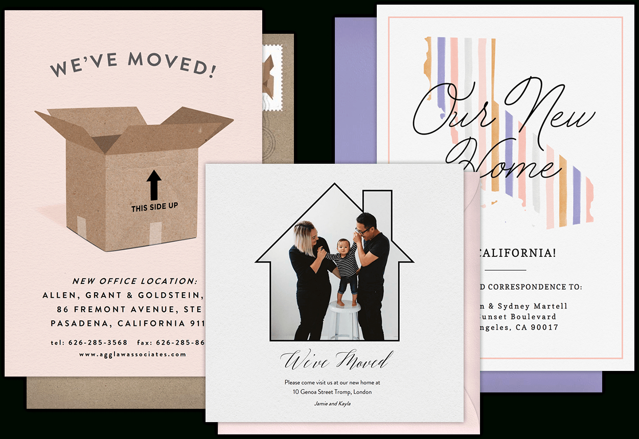 Email Online Moving Announcements That Wow! | Greenvelope With Moving Home Cards Template