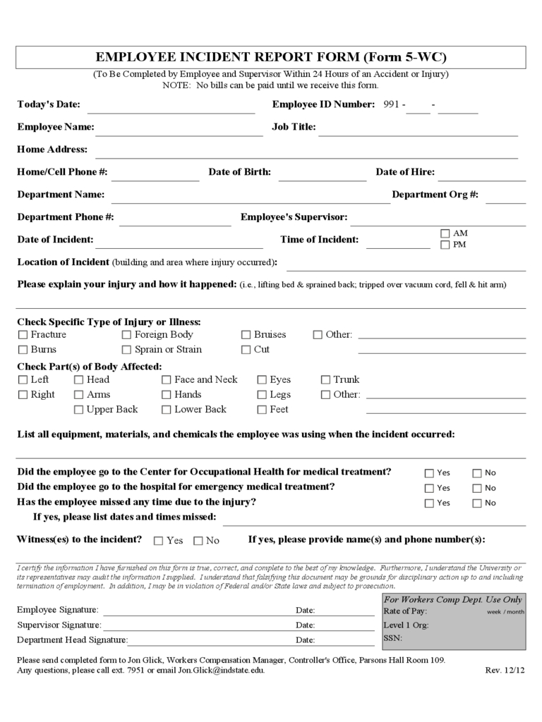 Employee Incident Report – 4 Free Templates In Pdf, Word Within Medical Report Template Free Downloads