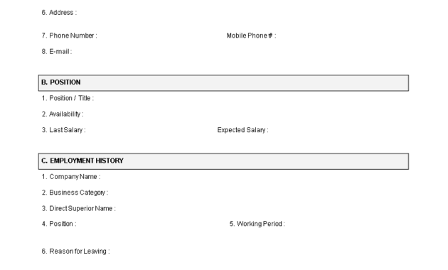 Employee Job Application Form Template throughout Job Application Template Word