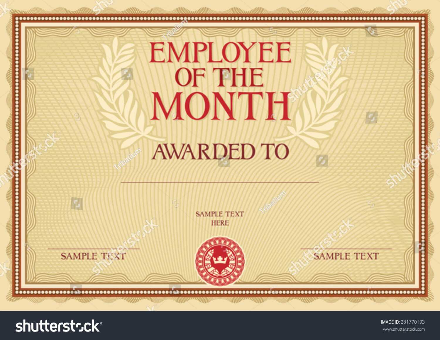 Employee Month Certificate Template Stock Vector (Royalty Intended For Employee Of The Month Certificate Template With Picture