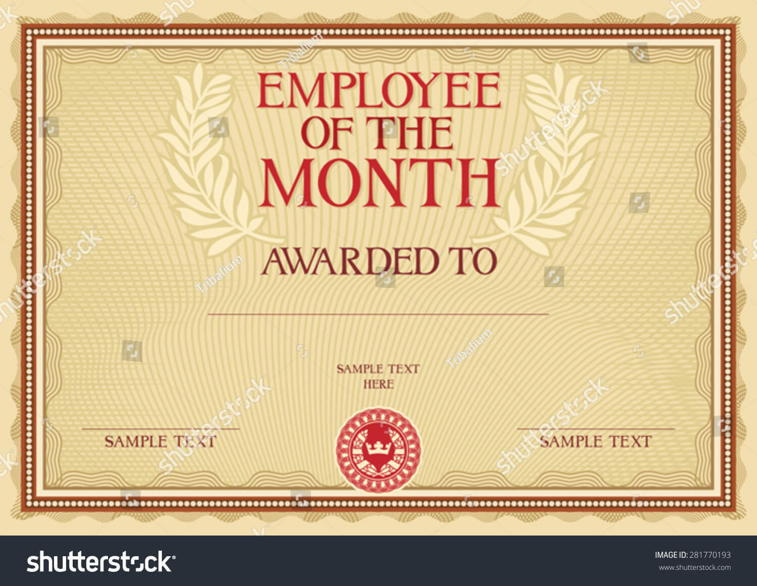 Employee Month Certificate Template Stock Vector (Royalty With Employee Of The Month Certificate Template