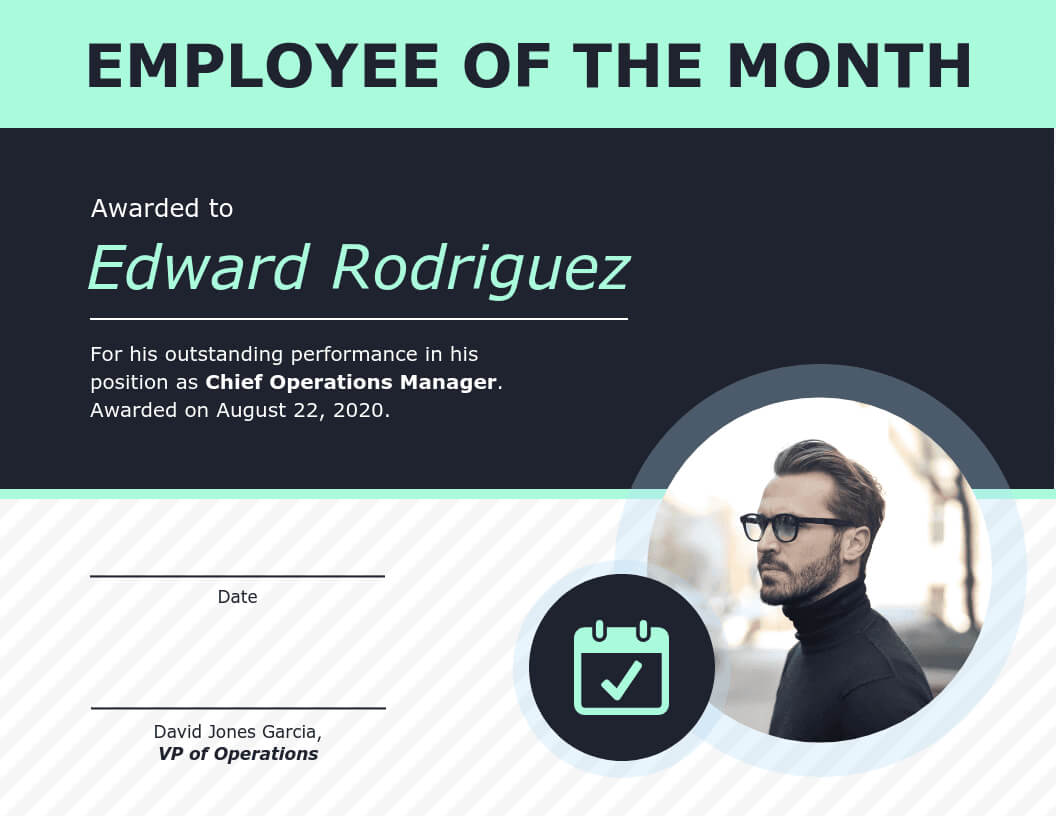 Employee Of The Month Certificate Of Recognition Template For Manager Of The Month Certificate Template