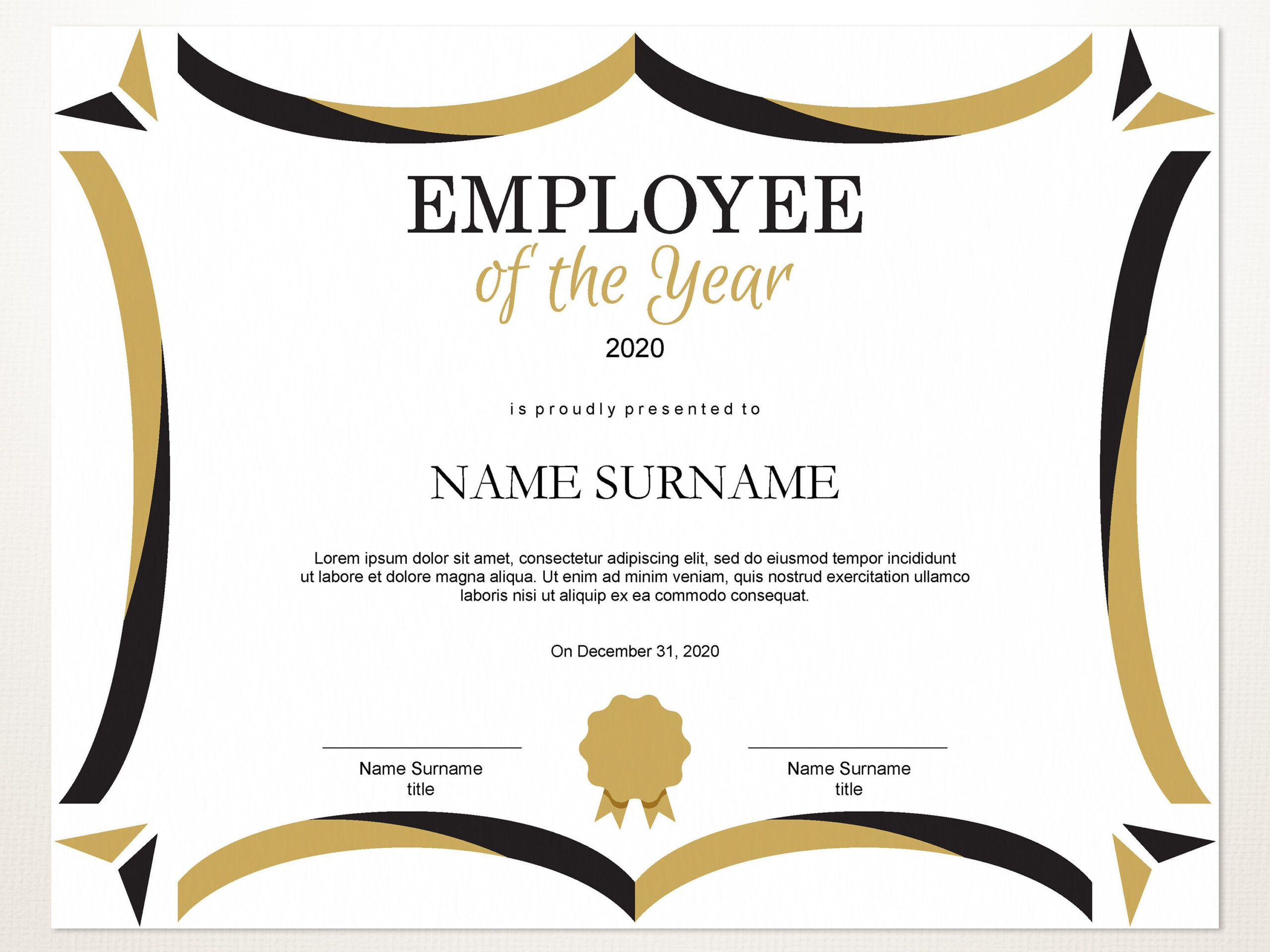 Employee Of The Year Editable Template Editable Award In Employee Of The Year Certificate Template Free