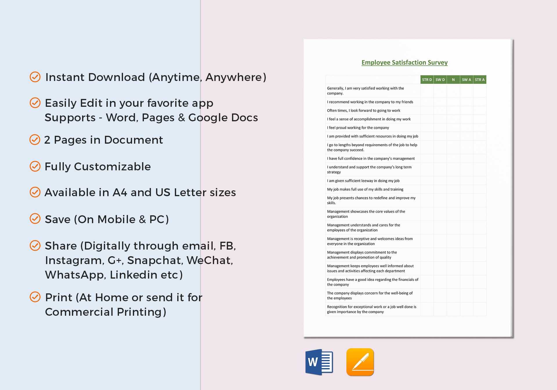 Employee Satisfaction Survey Template Regarding Employee Satisfaction Survey Template Word