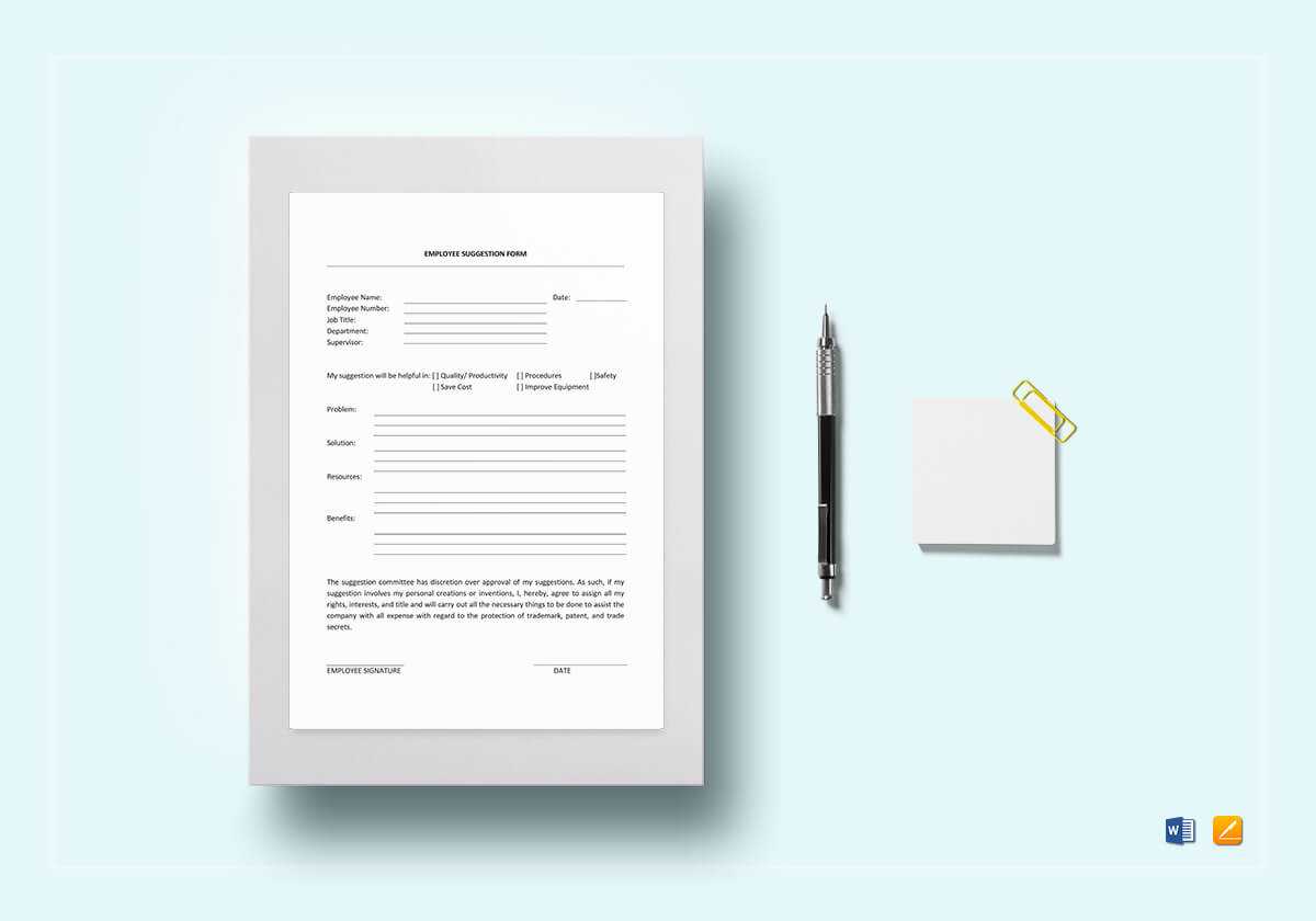 Employee Suggestion Template Intended For Word Employee Suggestion Form Template