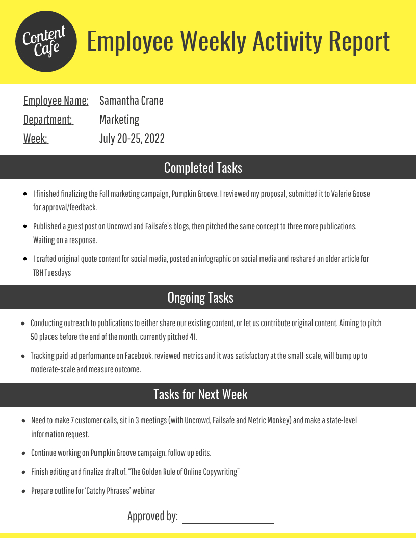 Employee Weekly Report Intended For Social Media Weekly Report Template