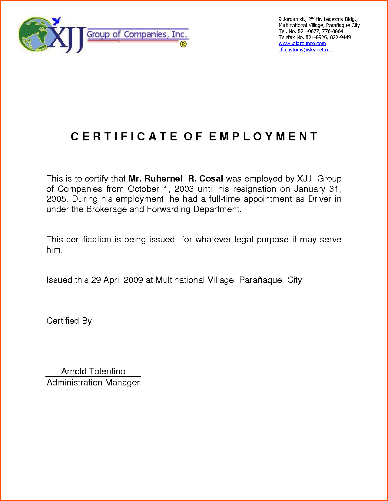 Employment Certification Related Keywords Amp Suggestions Intended For Employee Certificate Of Service Template