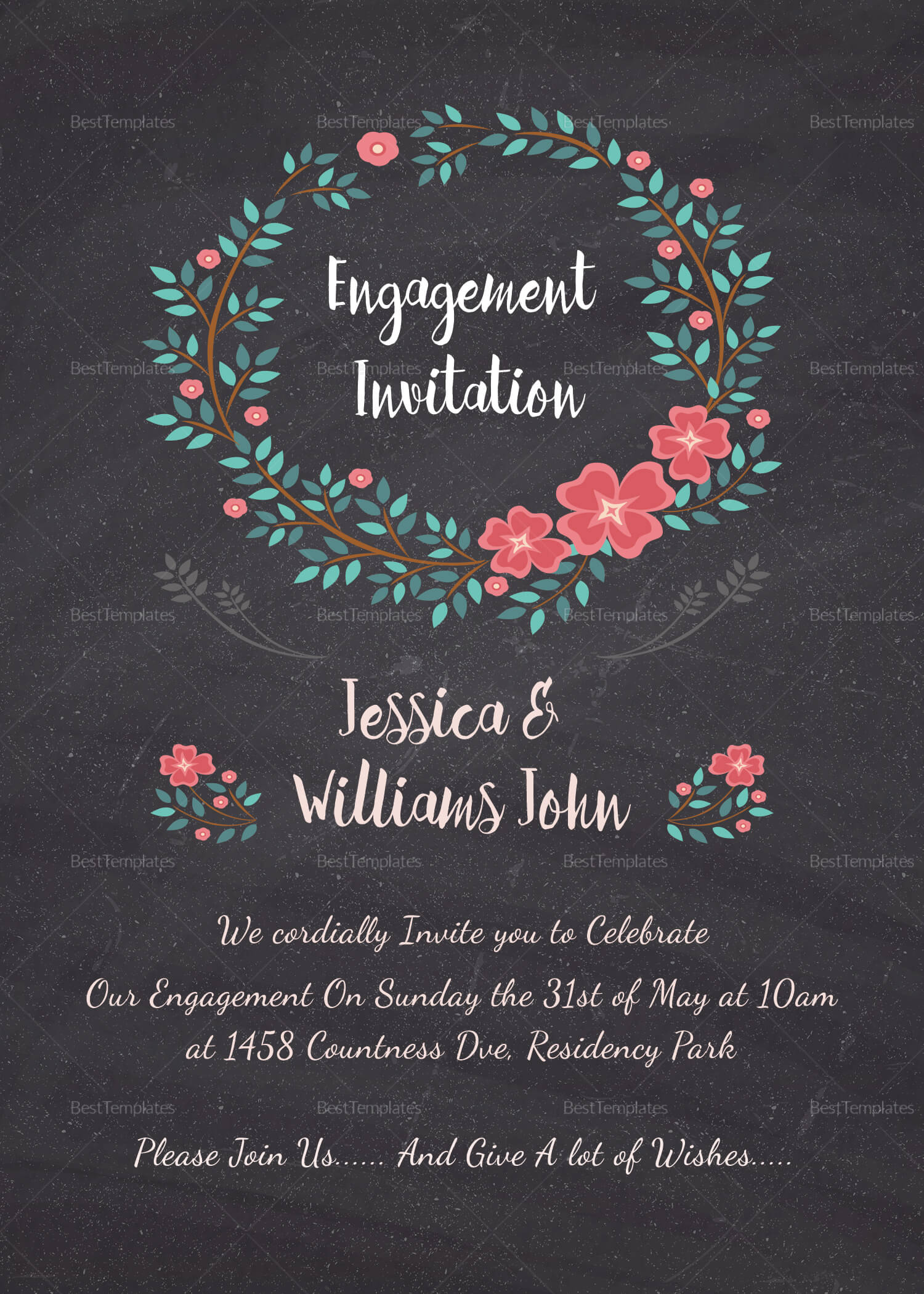 Engagement Invitation Card Template In Engagement Invitation Card Template
