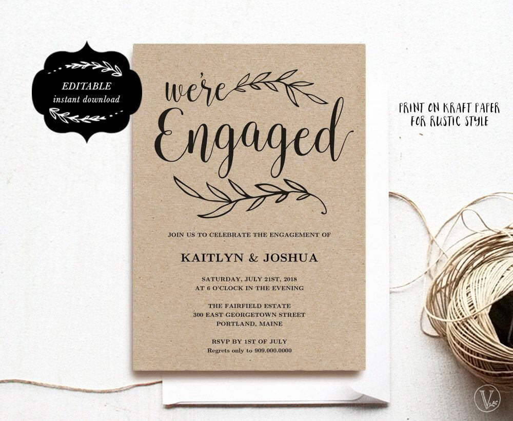 Engagement Invitation Template, Printable Engagement Party In Engagement Invitation Card Template