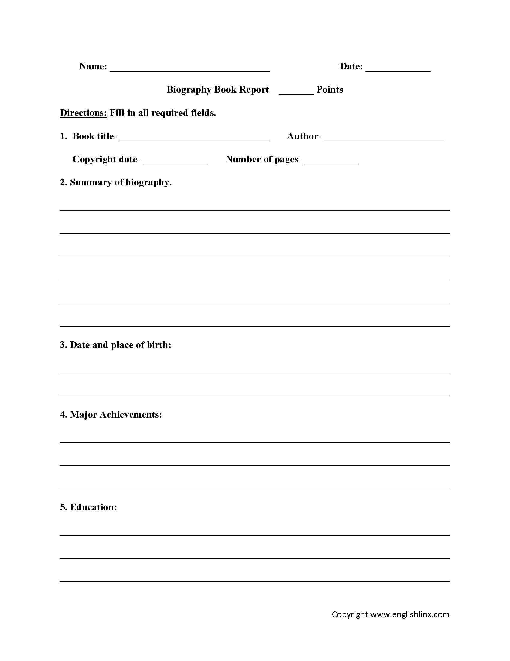 Englishlinx | Book Report Worksheets Inside Book Report Template 3Rd Grade