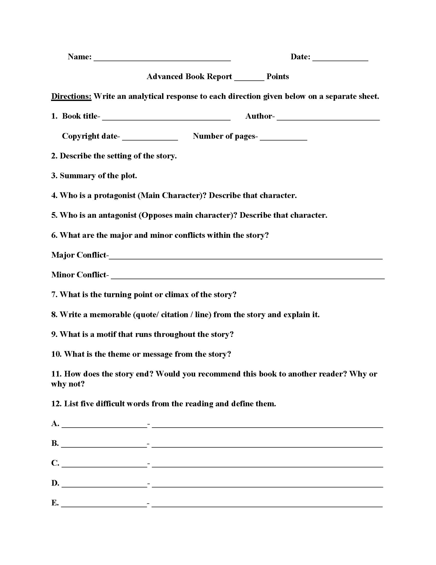Englishlinx | Book Report Worksheets Pertaining To Second Grade Book Report Template