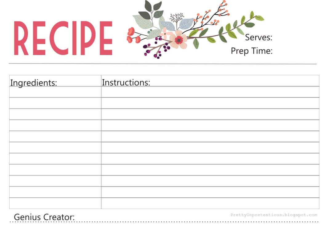 Enjoy A Free Printable Recipe Card Designed ,with Love, For 4X6 Photo Card Template Free