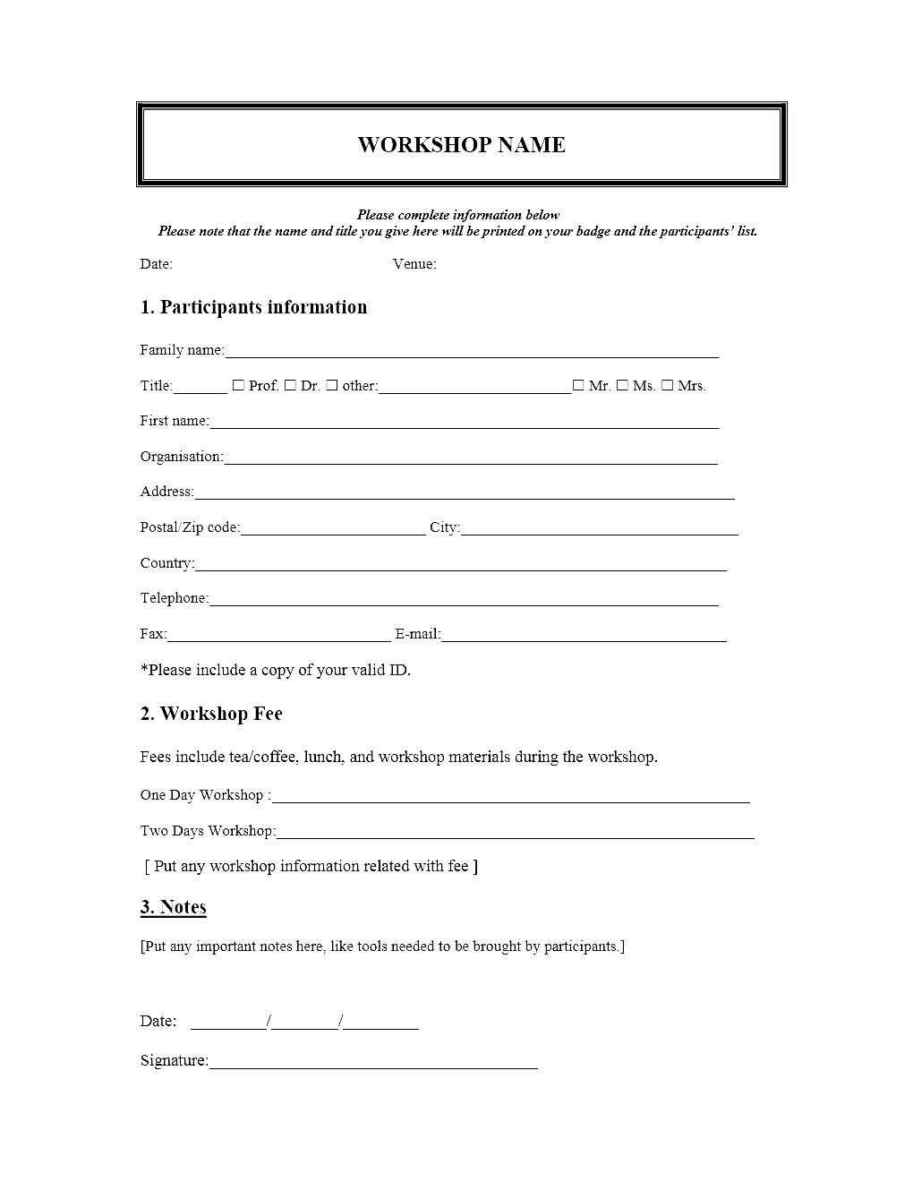 Event Registration Form Template Microsoft Word Throughout Seminar Registration Form Template Word