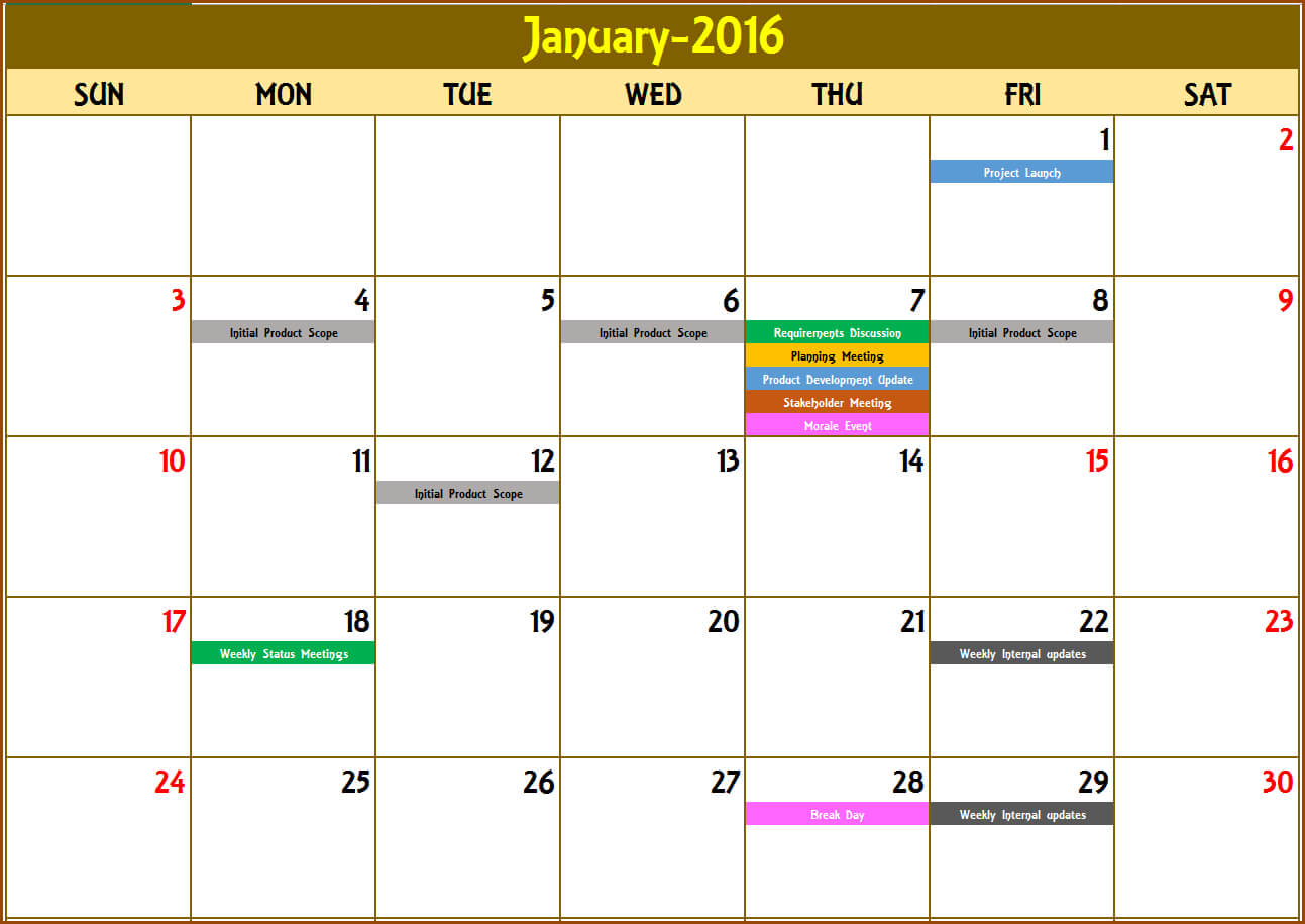 Excel Calendar Template – Excel Calendar 2019, 2020 Or Any With Blank Activity Calendar Template
