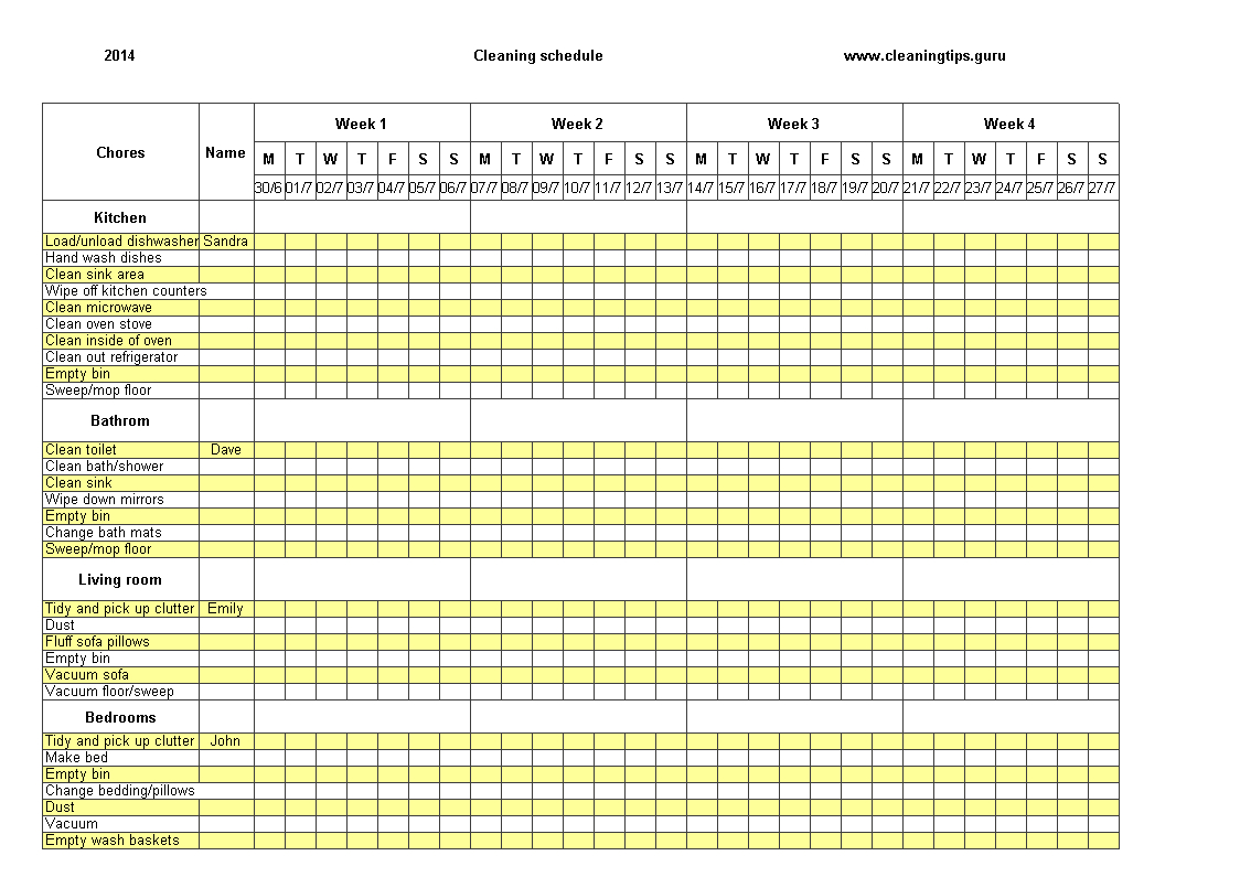Excel Weekly Cleaning Schedule | Templates At Throughout Bin Card Template