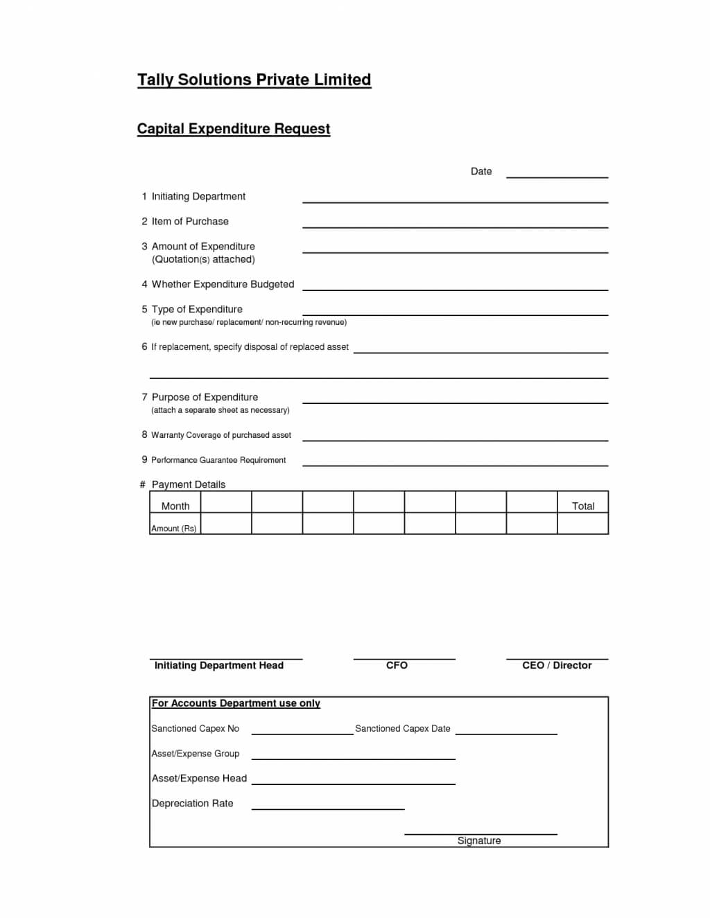 Expenditure Form Template Approval Income And Excel For Capital Expenditure Report Template