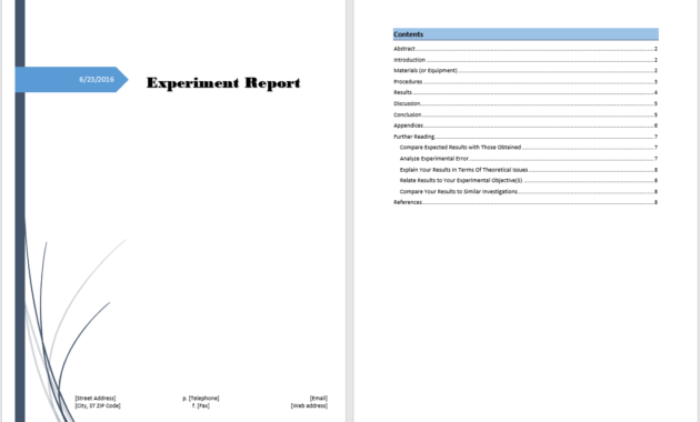 Experiment Report Template - Microsoft Word Templates with Lab Report Template Word