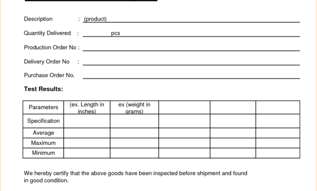 🥰4+ Free Sample Certificate Of Analysis (Coa) Templates🥰 inside Certificate Of Analysis Template