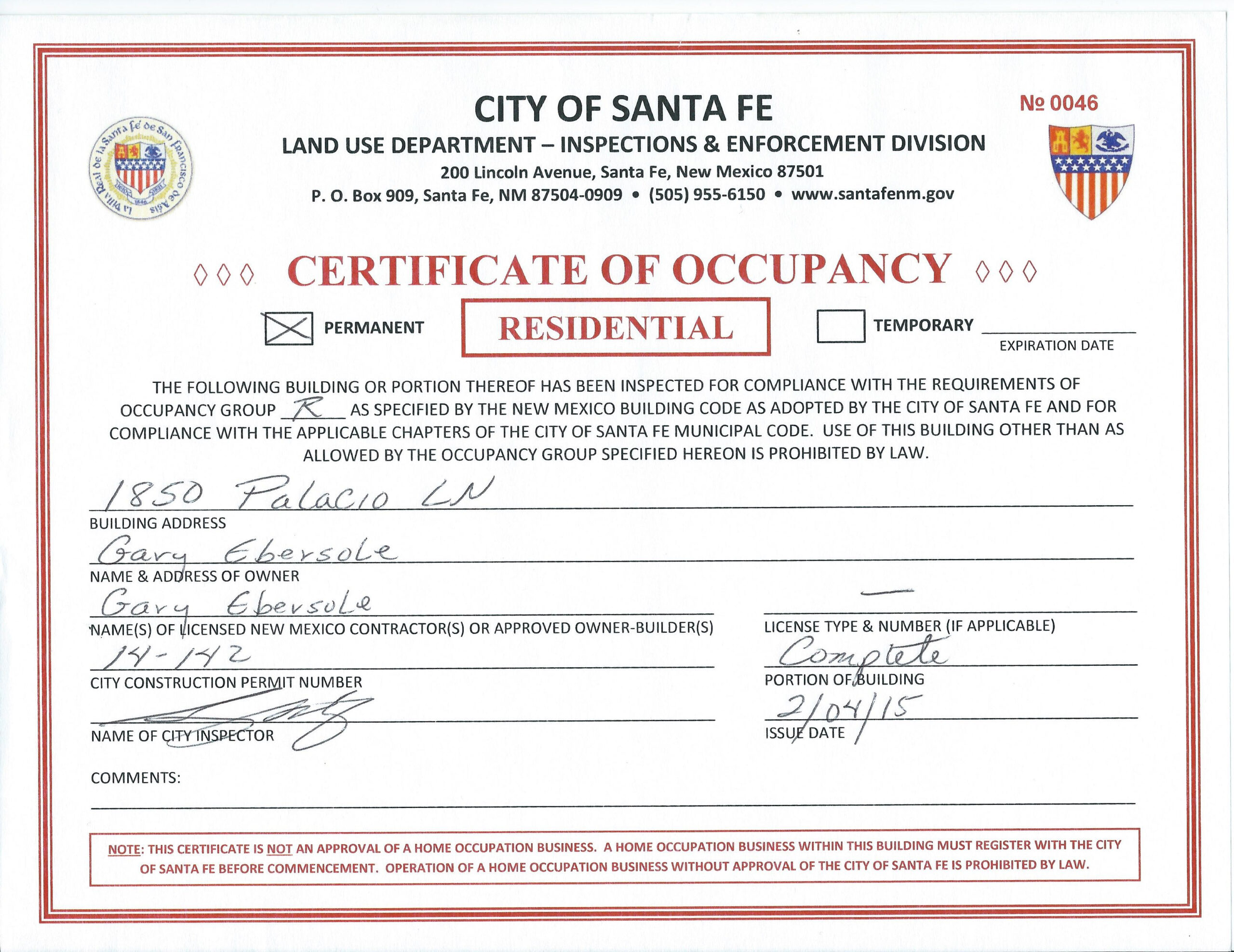 🥰free Certificate Of Occupancy Sample Templates & Example🥰 Intended For Certificate Of License Template