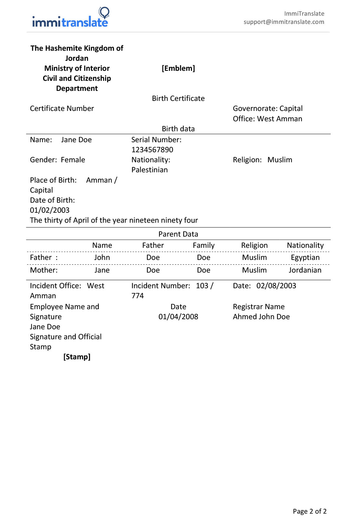 F439B29 Uscis Birth Certificate Translation Template 310036 With Regard To Birth Certificate Translation Template