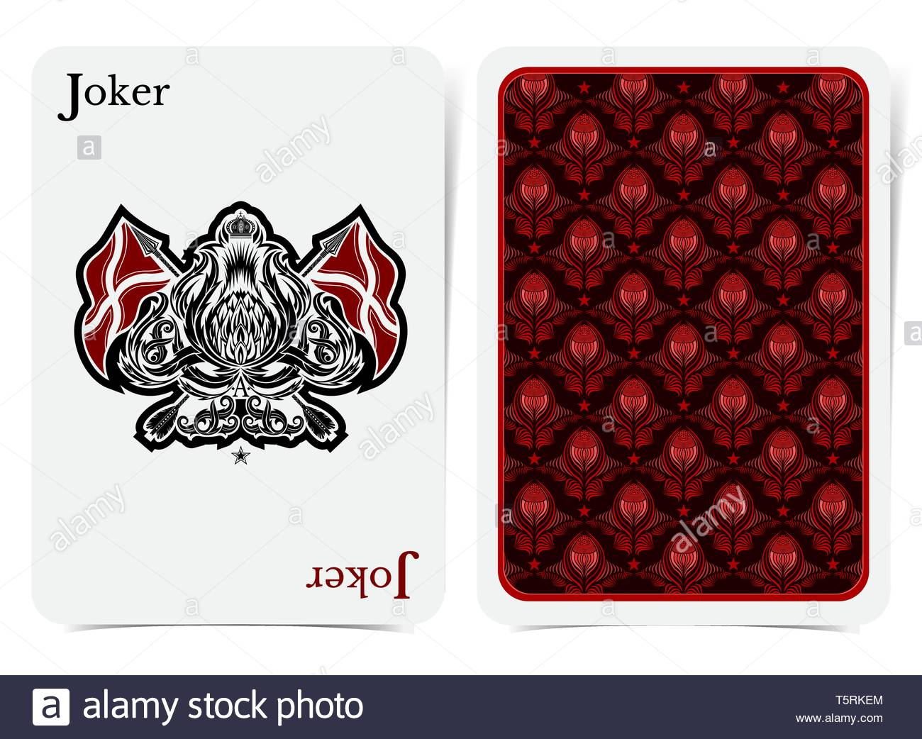 Face Of Joker Card Thistle Plant Pattern With Crossed Flags Pertaining To Joker Card Template