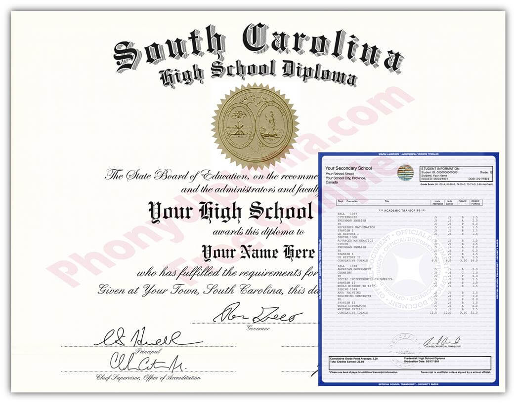 Fake Diplomas And Transcripts From South Carolina Regarding Ged Certificate Template