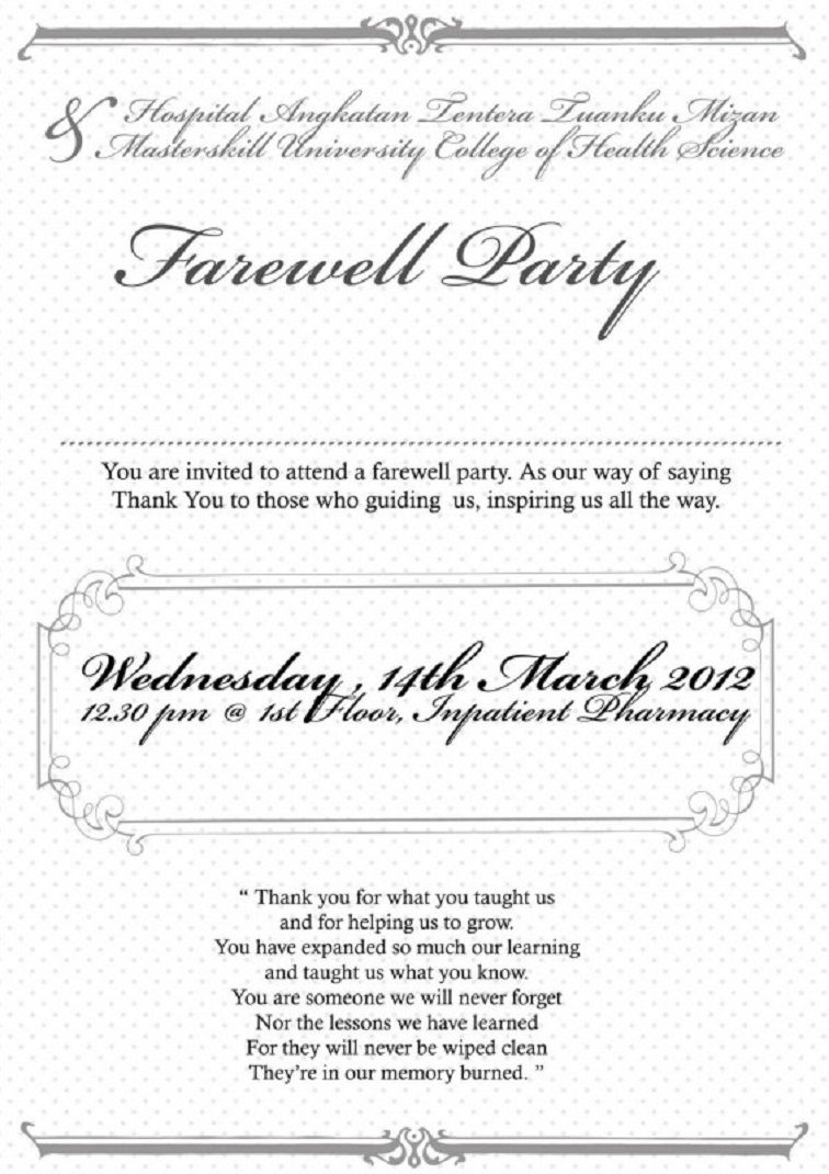 Farewell Party Invitation Note | Farewell Party Invitations Pertaining To Farewell Invitation Card Template