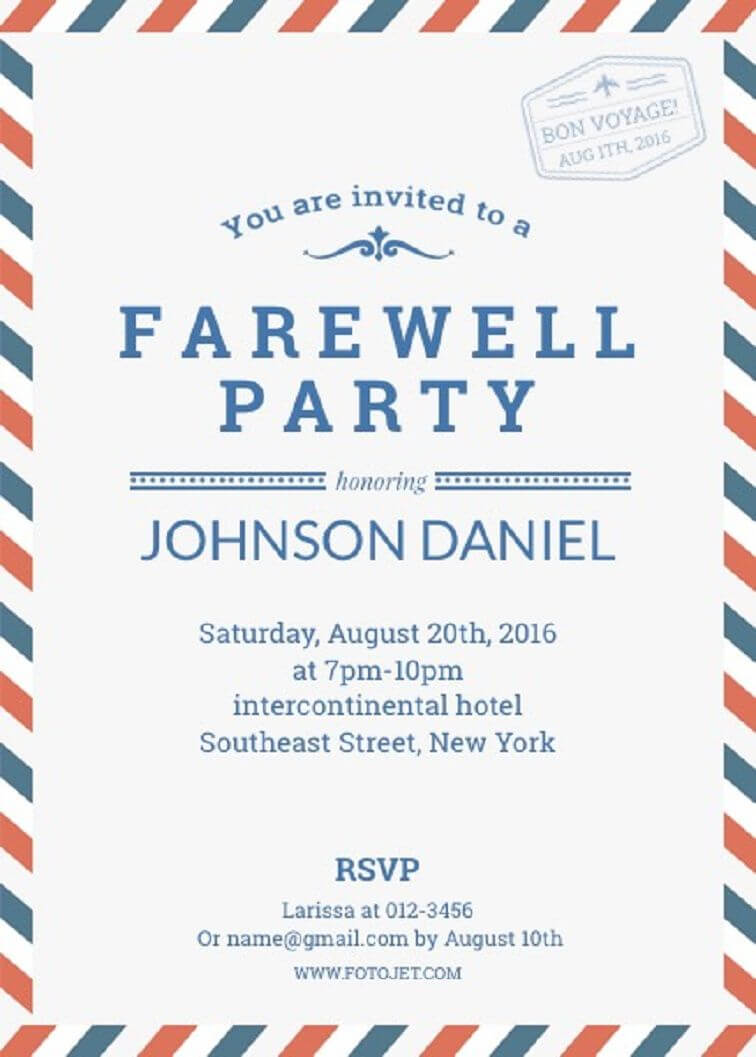 Farewell Party Invitation Template | Invitation Card Party With Farewell Card Template Word