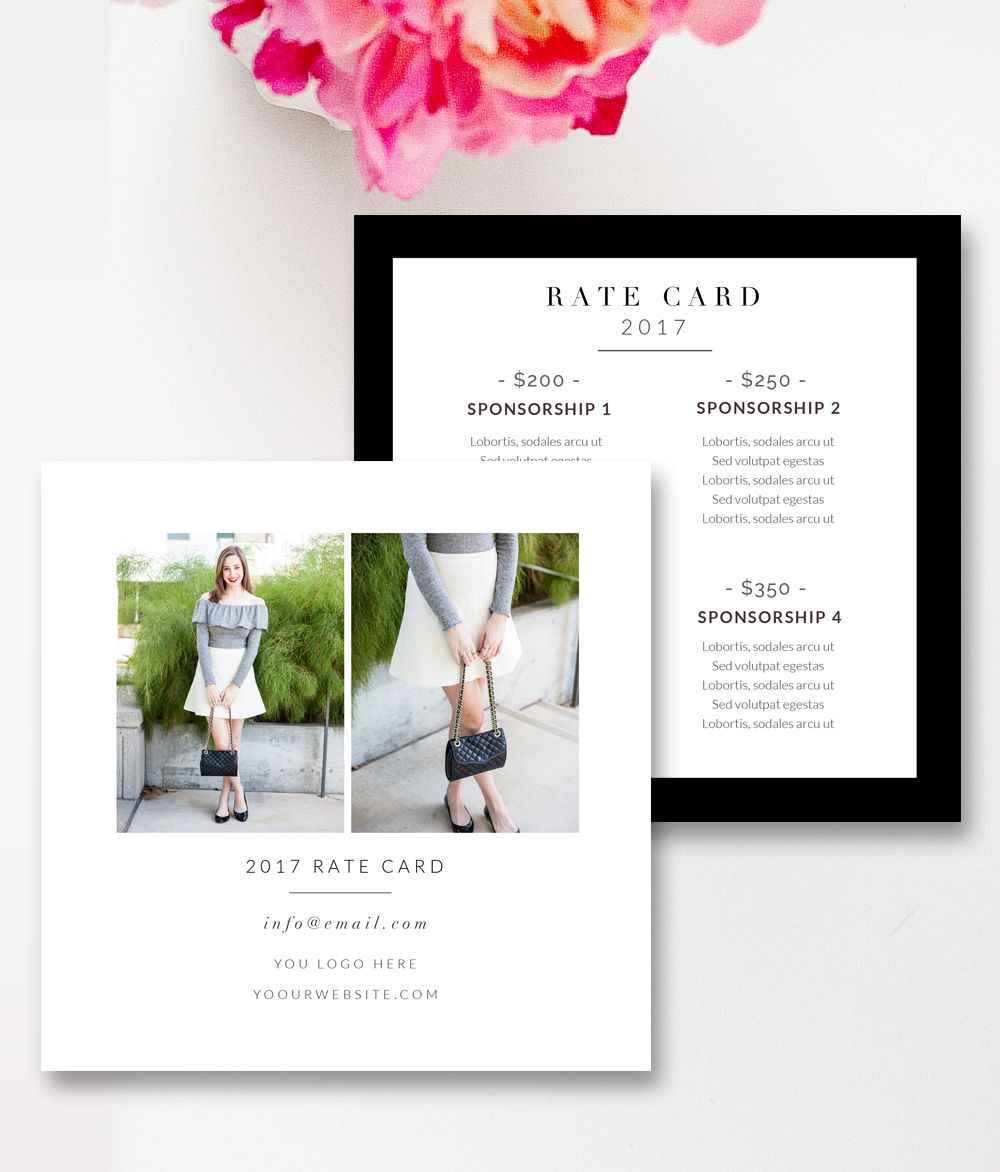 Fashion & Beauty Blogger Rate Card Template | Photoshop For With Advertising Cards Templates