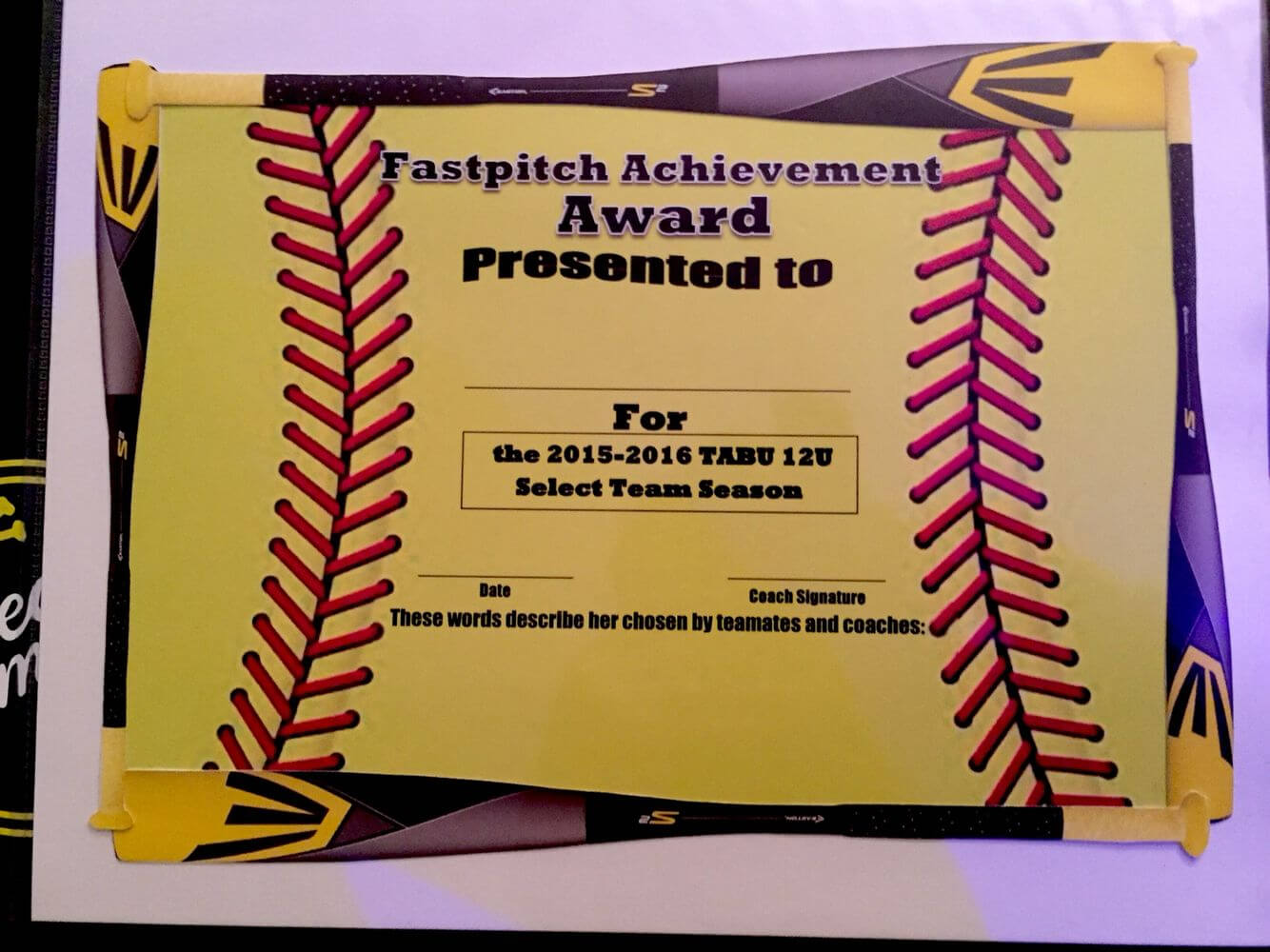 Fastpitch/softball Awards Certificate. | Softball Awards Inside Softball Award Certificate Template