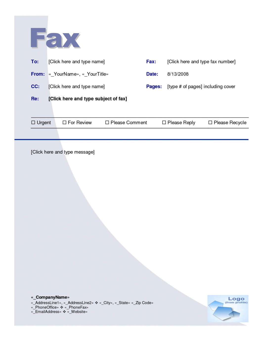 Fax Cover Sheet Template Word Page Ree Microsoft 2010 With Fax Template Word 2010