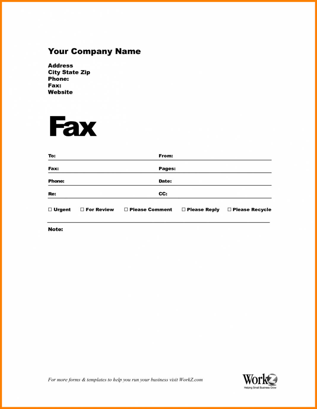 Fax Cover Sheet Template Word Spreadsheet Examples Printable With Regard To Fax Template Word 2010