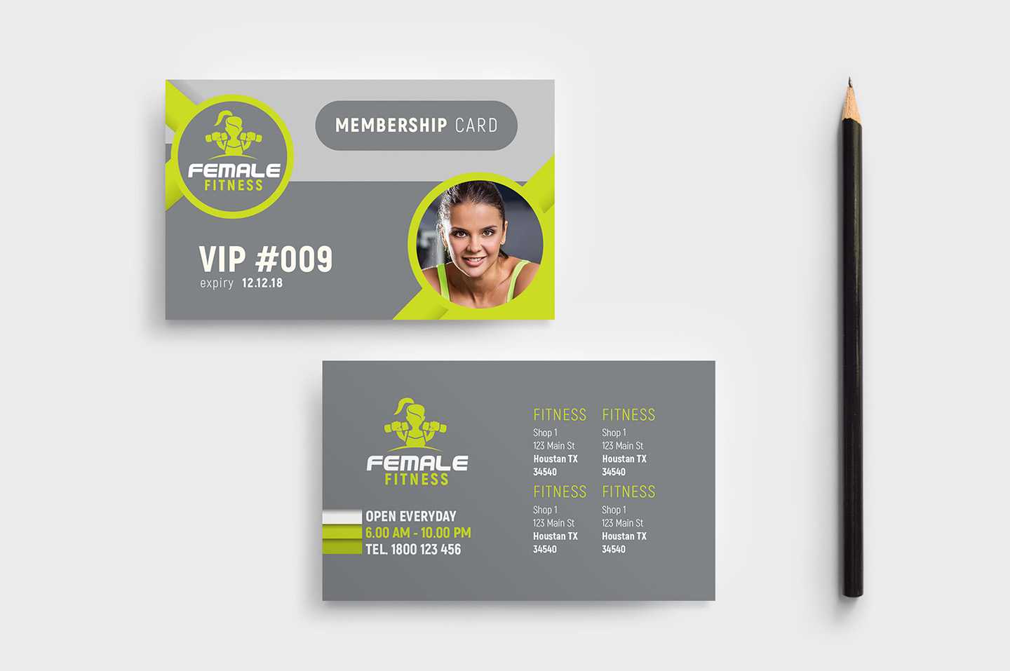 Female Fitness Membership Card Template In Psd, Ai In Gym Membership Card Template