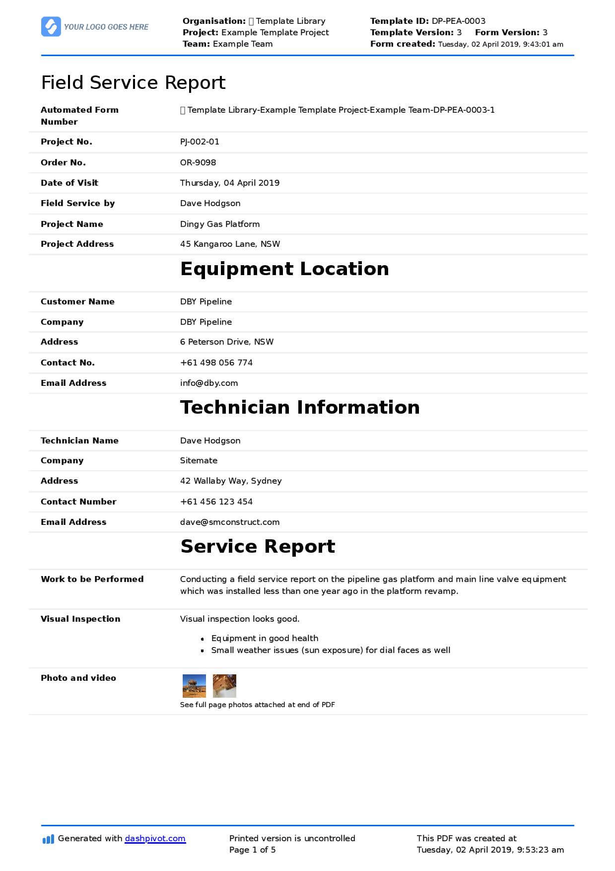 Field Service Report Template (Better Format Than Word With Word Document Report Templates