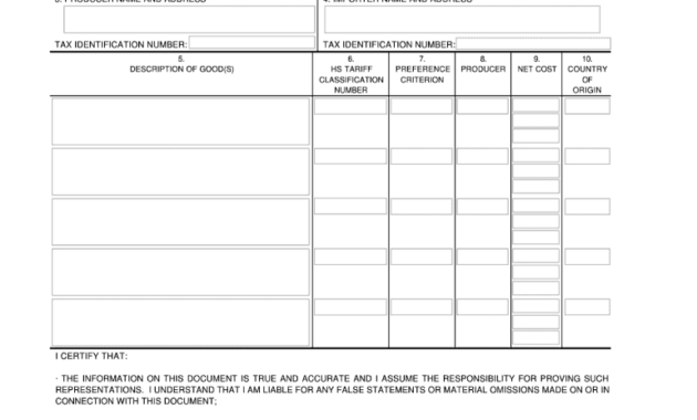 Fillable Nafta Certificate Of Origin - Fill Online regarding Nafta Certificate Template