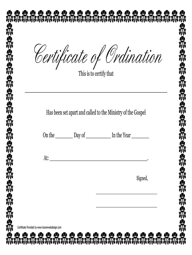 Fillable Online Printable Certificate Of Ordination Within Ordination Certificate Templates